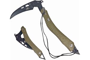 BEHAWK Folding Sickle Knife With Sheath, Quick Release Tactical Survival Tool with Safety Lock,Glass Breaker, Portable Outdoor Garden Pruning Tool (Army Green)