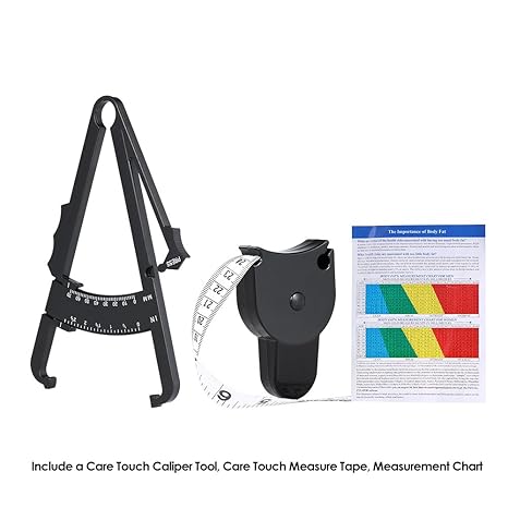 Körperfettmessgerät Caliper Körperfettzange zum Körperfett und Körperfettanteil messen Mit Ergonomisches Körpermassband und U