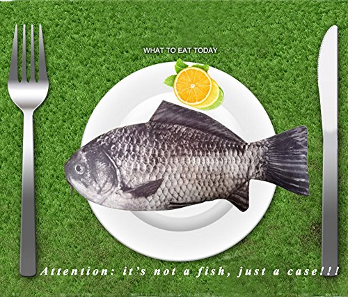Emulation Fish Shape Creative Pencil Case Pen Bag Coin Purse Phone Bag with Simulated Lining Inside Padded Thick Foam