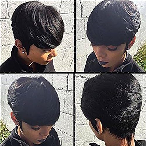 Kamila hair 27 pieces Short Human Hair Weave with Top Closure Wavy Virgin Hair Extension With Free Wig Cap and Shower Cap Natural Color #1B Natural Black