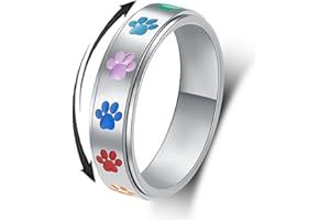 LuckyAmor Anxiety Ring for Women Spinner Rings:Rotating Rings Stainless Steel 6mm Moon Star Anxiety for Men Band Jewelry Gift for Women Size 6 7 8 9 10