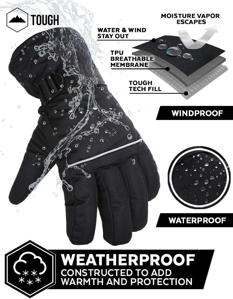 Ski & Snow Gloves - Cold Weather Waterproof Winter Snowboard Gloves for Men & Women - Ideal for Skiing & Snowboarding : Sports & Outdoors