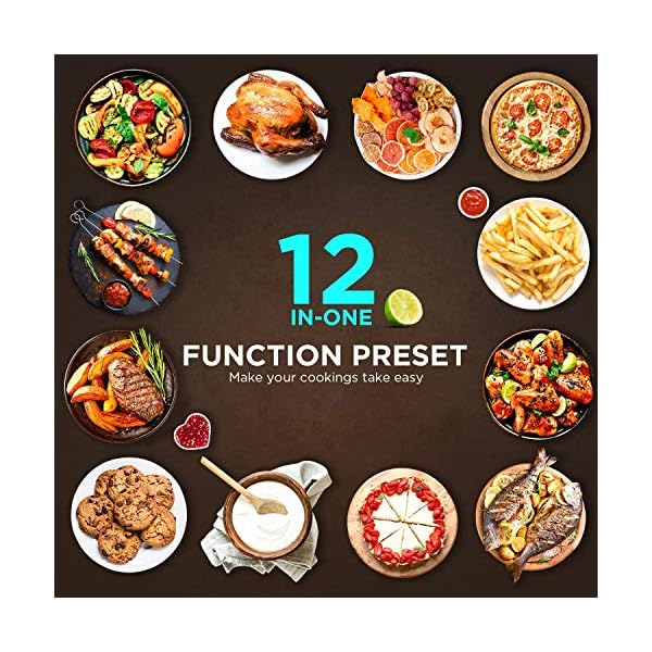 CalmDo 25L Air Fryer, 1800W Mini Oven Digital Multi Air Cooker with 12 Cooking Presets, Convection Oven with Dehydrator and 5 Accessories, Recipe Book Included