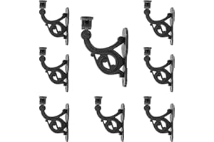 Renovators Supply Manufacturing Handrail Bracket 4.5" H X 3.2" Proj. Black Wrought Iron Handrail Brackets for Indoor Stairs with Mounting Hardware Pack of 8
