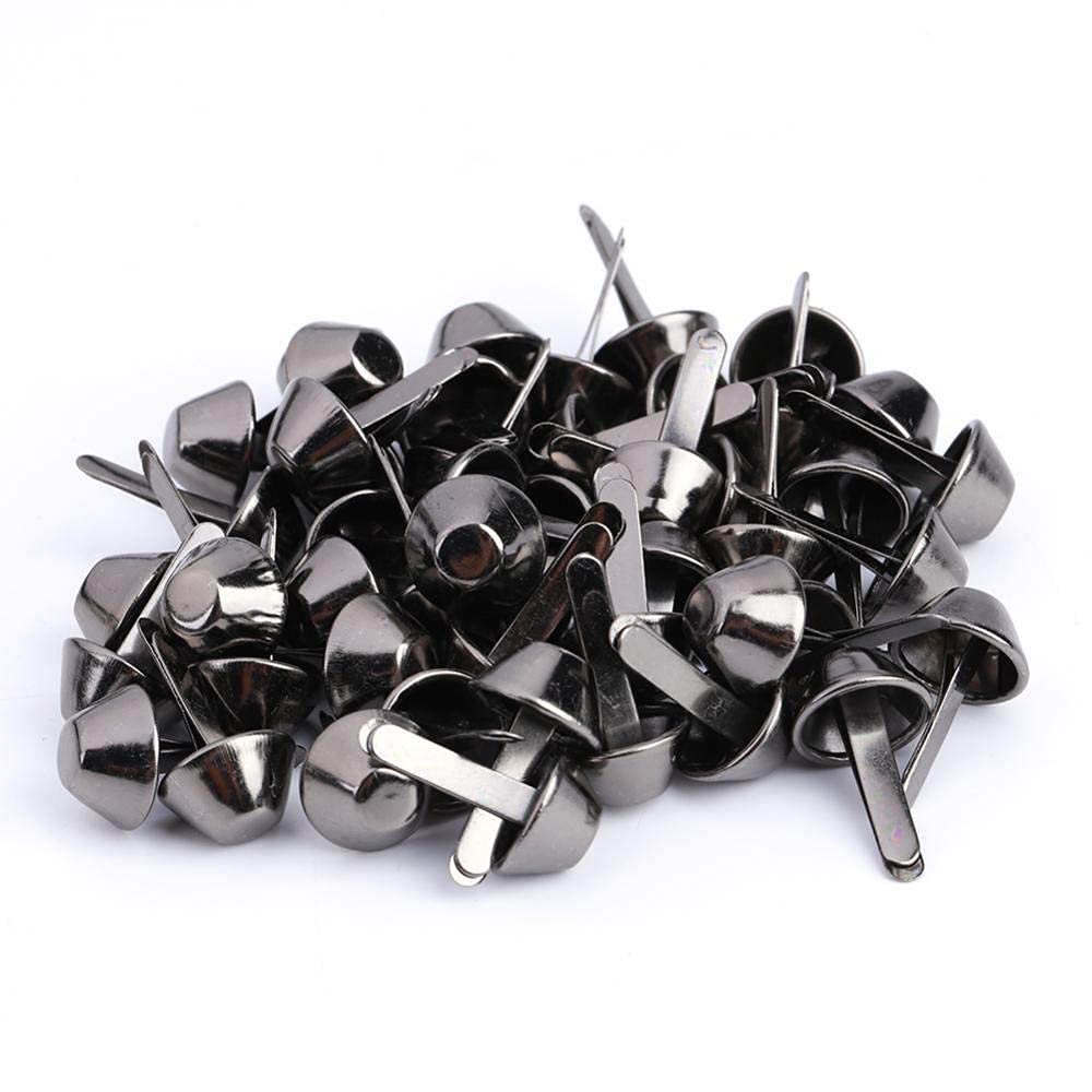 50PCS Plate Bottom Stud Bag Feet Flat Metal Bag Feet Cone Studs Mushroom Spike Rivet Purse Feet Spike Nailheads Brad leathercraft Findings(10mm-Black)