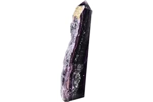 AMOYSTONE Large Healing Crystal Obelisk Purple Fluorite Towers Big Stone Block Home Decor Reiki Healing 2.2-2.6 LBS