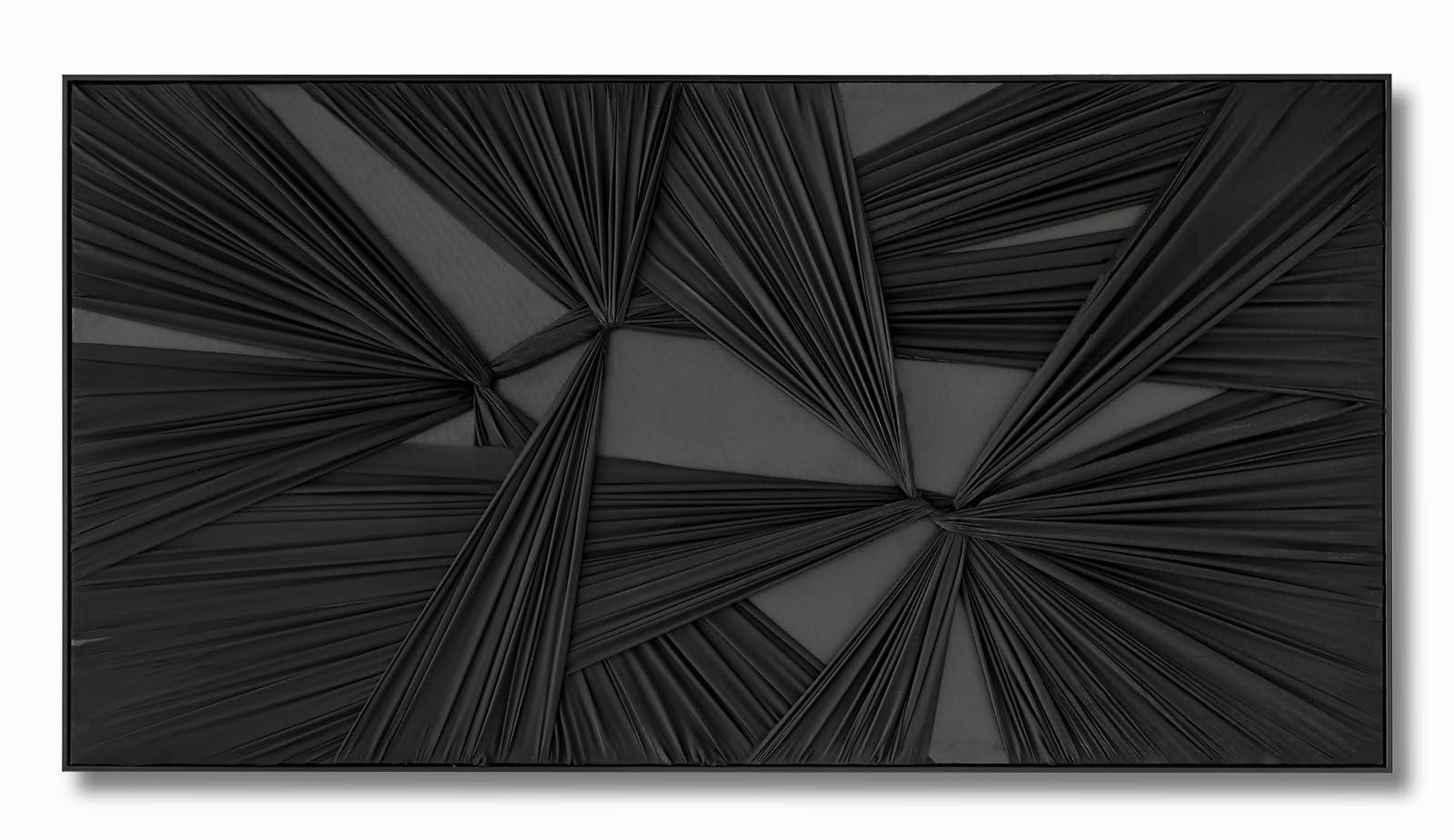 Photo 1 of *Fabric minor damage* 3D Textured Framed Abstract Wall Art, Modern Large Black Fabric Paintings Artwork for Walls, Horizontal Black Minimalist Texture Picture for Home Living Room Bedroom Office Wall Decor 29.5x56.3 In