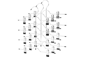 BRITE LIGHTINGTECH 4 Tier Skirt Hangers with Adjustable Clips Space Saving Closet Organizer for Skirts, Slacks, Jeans, Towels (3 Pieces)