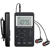 Portable AM/FM Pocket Radio with Digital Tuning LCD Display, SWDSTP Rechargeable Mini Radio with Stereo Earphone and Removable Belt Clip for Walking, Jogging
