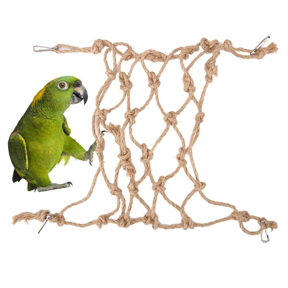 Parrot Rope Hammock Swing Toy, Pet Bird Swing Play Rope Ladder Hemp Rope Climbing Net Thick Chew Hanging Cage Toys for Cockatoo Parakeet Hamster[Small]
