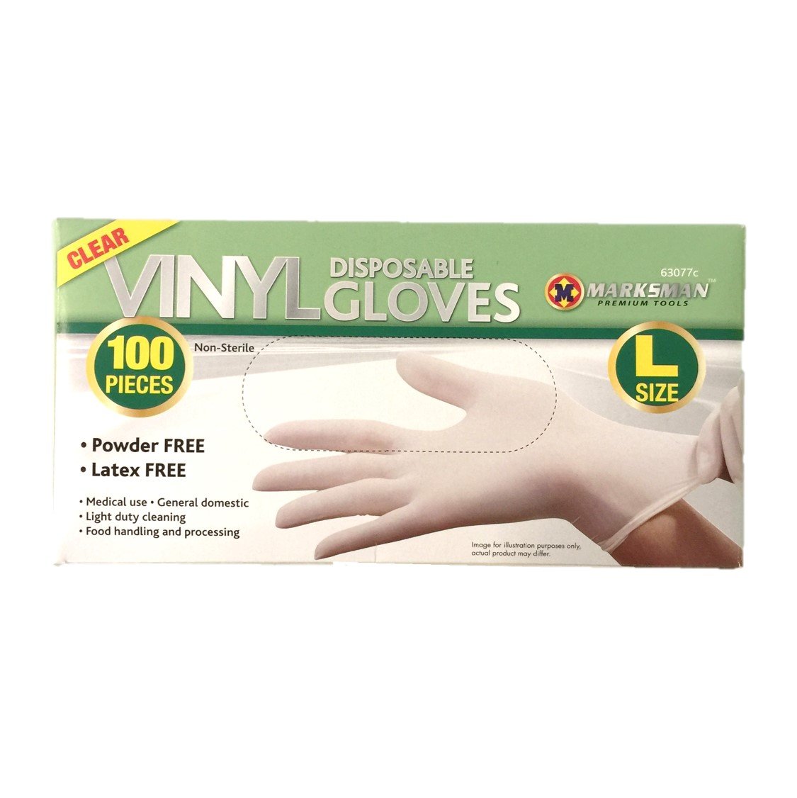 Disposable Vinyl Gloves. Powder Free. 100 Packed. Food, Cleaning. Large