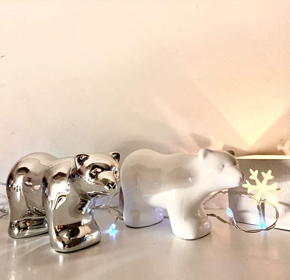 KoCentral Pack of 2 Luxury Large Polar Bear Xmas Ceramic Ornaments for