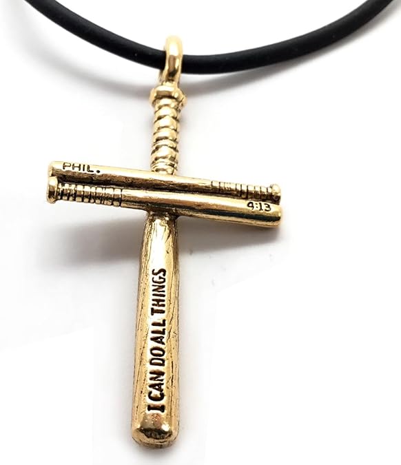 JEWELRY Baseball Bat Cross Necklace in Gold