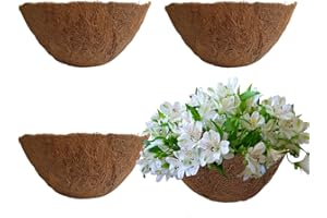 FDGARDEN 4PCS Coco Liner for Hanging Basket 8 Inch Round 100% Natural Planter Liner Replacement Plant Basket Liners Coco Fiber Liner for Garden Planters Coconut Coir Liner Flower Pot for Hanging Basket