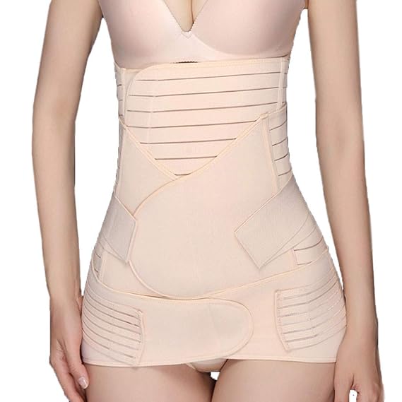 POHOK Damen Miederhose Mit Bein Women 3 in 1 Erholung Bauchwickel Taille/Beckengürtel Shaper Shapewear Bauch