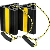 WECARLLE Wheel Chocks for RV Trailers 2 Pack with Rope | Versatile Heavy Duty Solid Rubber Wheel Chocks for Trailer, Truck, Camper, Small Aircraft with 3 Reflective Strips for safety