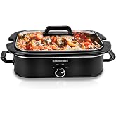4-Quart Slow Cooker with Casserole Manual Warm Setting - Perfect Kitchen Small Appliance for Family Dinners, Dishwasher Safe Crock, Black