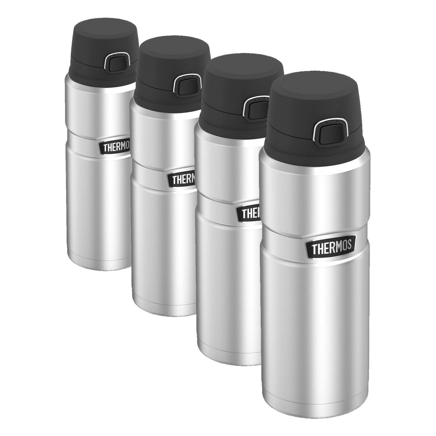 THERMOS Stainless King Vacuum-Insulated Drink Bottle, 24 Ounce, Matte Steel (Pack of 4) Image THERMOS Stainless King Vacuum-Insulated Drink Bottle, 24 Ounce, Matte Steel (Pack of 4) Image