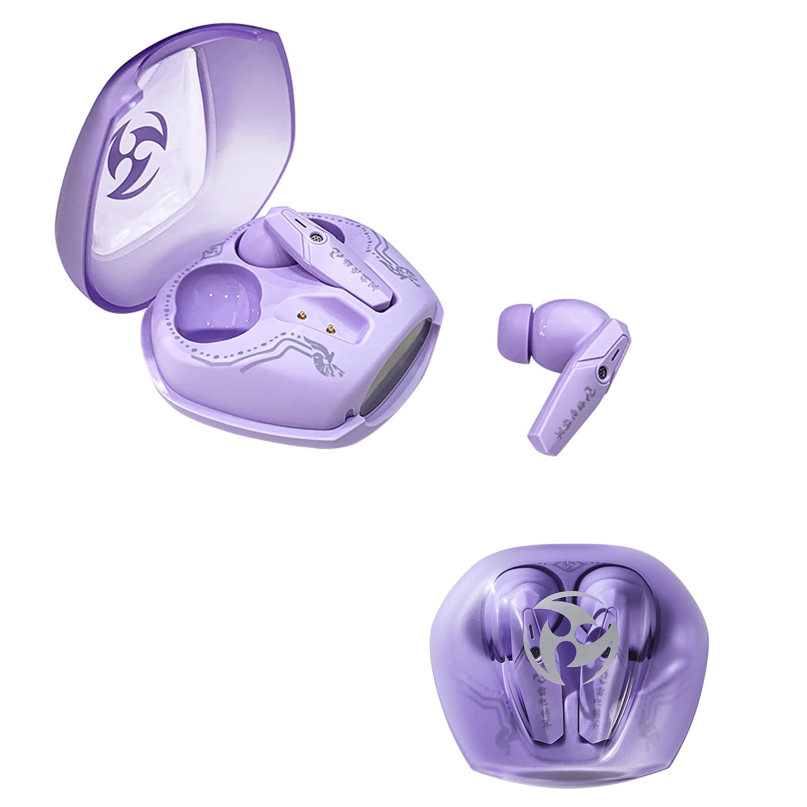 Kader Genshin Impact Earphone Beelzebul Custom Wireless Bluetooth 5.3 Headphone Intelligent Noise Cancellation HIFI Earbuds for Women Men Fans (Beelzebul Headphone)