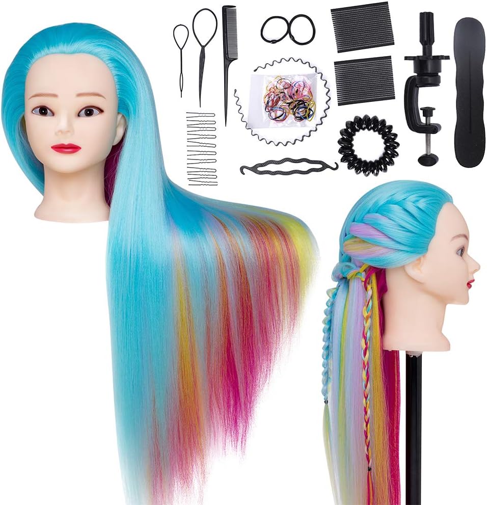 ARUOHHA Doll Head 28&quot; Synthetic Fiber Hair, Mannequin