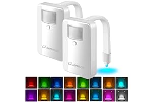 CHUNACE 2 Pack Toilet Night Lights with Motion Activated Sensor,16-Color Changing LED Inside Toilet Bowl Nightlight, Cool Stuff for Bathroom Accessories Decor, Unique Gadgets for Men and Kids Brithday Gifts