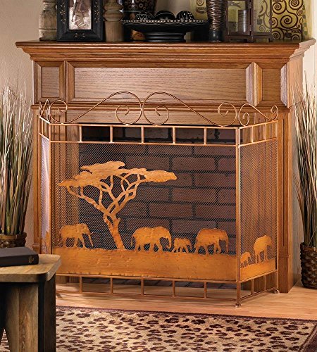 Accent Plus Fireplace Screen Replacement, Wild Savannah Modern Standing Mesh Fireplace Screen