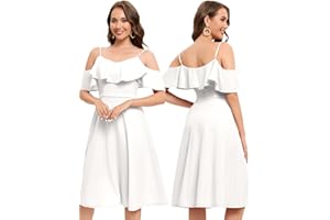 Bbonlinedress Womens Off The Shoulder Cocktail Dress, Formal Wedding Guest Prom Party Homecoming Graduation A-line Midi Dress