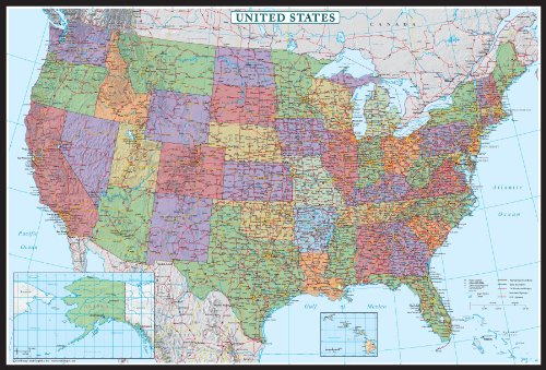 Swiftmaps United States, USA US Decorator Wall Map Poster Mural (76x120 Wallpaper) by Franko Maps Ltd.