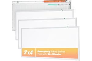 VocgoUU 4 Pack 2x4 LED Flat Panel Light with Emergency Battery Backup, Up to 1.5H of Power Support at 8W Output, 0-10V Dimmable, 3000K/4000K/5000K, 30W/40W/50W Selectable, UL & ETL