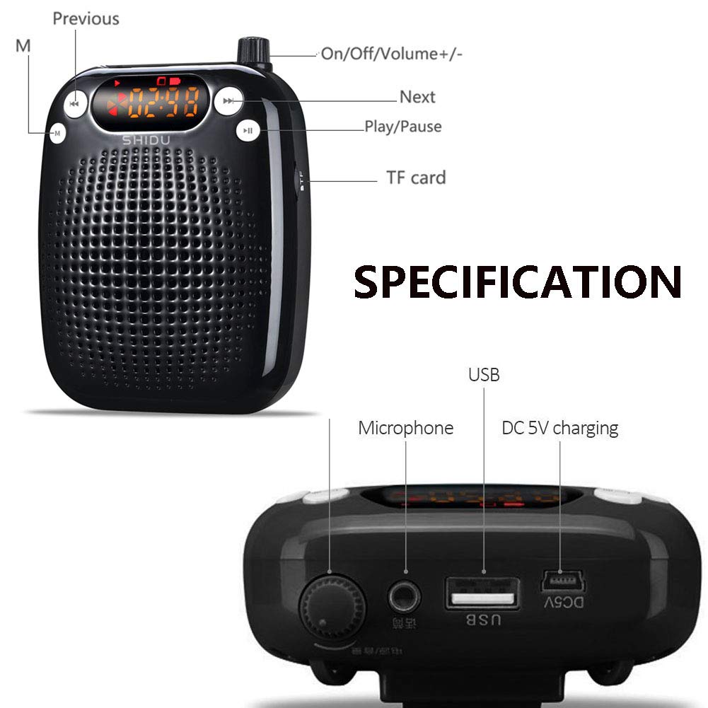 10W Wireless Voice Amplifier, Portable PA System Speaker with UHF Wireless Microphone Headset for Teachers, Tour Guides, Coacher, Singing, Training and Presentation