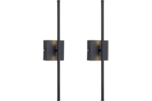 KARTOOSH Modern Wall Sconces Set of Two, Dimmable Hardwired Wall Sconces, 350° Rotate, LED Matte Black Wall Light Fixtures, 3000K Warm Light Wall Lamp for Bathroom, Living Room, 20.4 Inch (2 Pack)