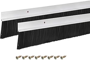 uxcell 2Pcs Door Brush Bottom Sweep H-Shape Aluminum Alloy Base with 2-inch Nylon Brush for Home, Industrial (39-inch L x 3-i