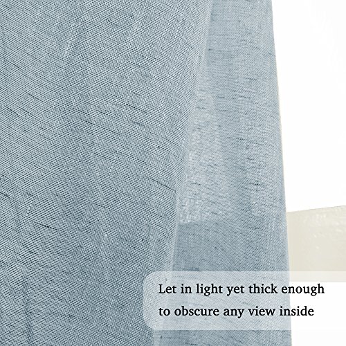 image for Turquoize Linen Sheer Curtains 108 Inch for Bedroom Living Room Natura