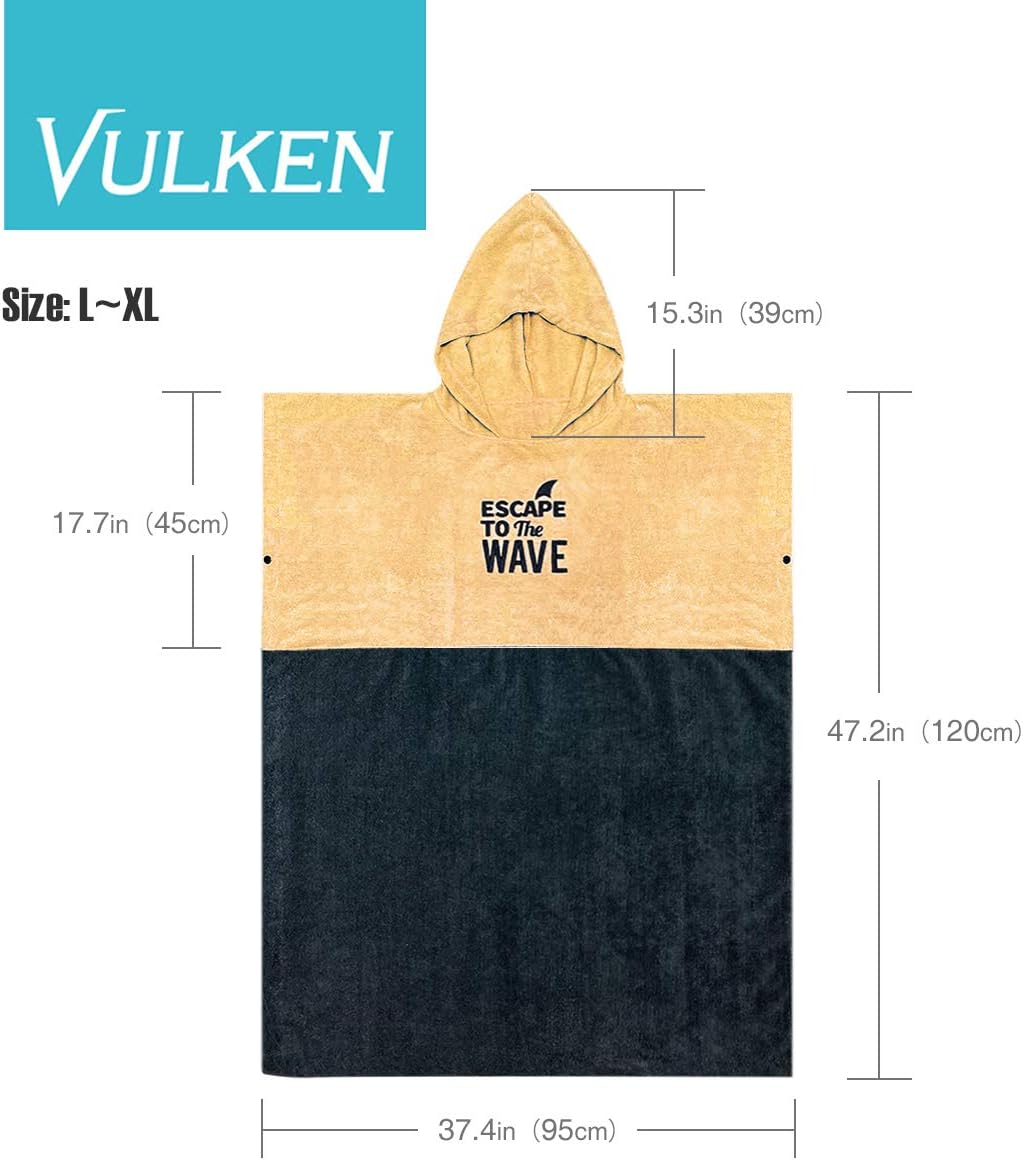 Vulken Extra Large Yellow Thick Hooded Beach Towel Changing Robe. Surf Poncho Men for Easy Change in Public. Quick Dry Microfiber Towelling for The Beach, Pool, Lake, Water Park. L/XL: Kitchen & Dining