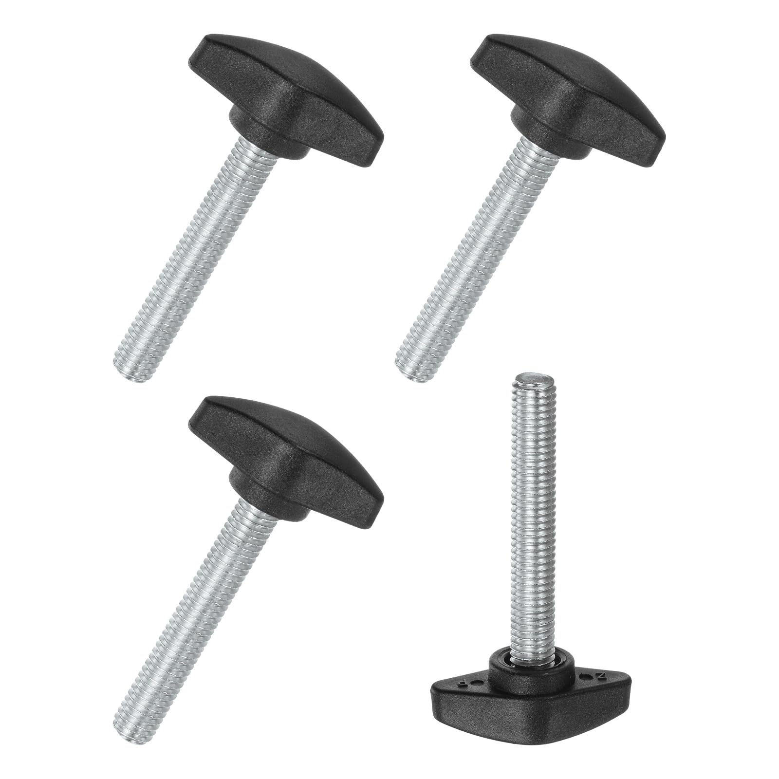 M METERXITY 4-Pack Thumb Screws, M8x45mm Tee Wing Knobs, Plastic T Handles Clamping Knob for Woodworking/Machinery/Equipment, Tightening Thread Thumbscrew [Black] — image 1