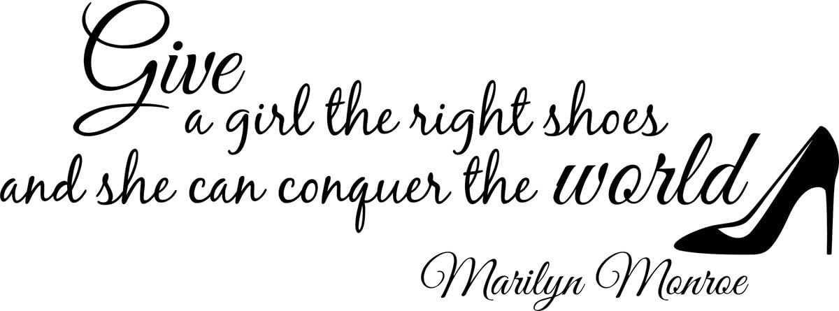 Vinyl Decal Marilyn Monroe Give A Girl Shoes Conquer The World Quote Wall Decal Decor