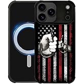 heindiy case for iPhone 17 Pro Max,Compatible with Magsafe,All-Round Protection Shockproof Anti-Scratches TPU Case Cover-Fishing American Flag