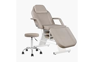 V VDLONSY Facial Chair Massage Table 73inch Adjustable Tattoo Chair for Artist with Stool Facial Bed for Spa Beauty Esthetician Gray