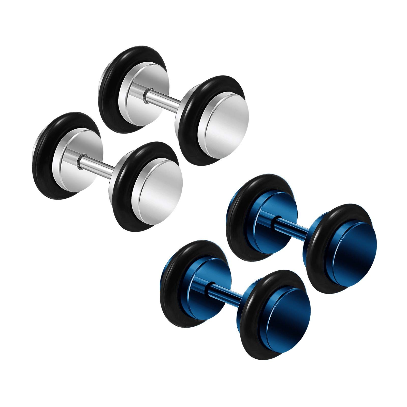 BanaVega 4pcs Anodized Steel Fake O-Ring Black Earring Expander Illusion Gauge Ear Lobe Piercing Jewelry See More Sizes, Alloy Steel