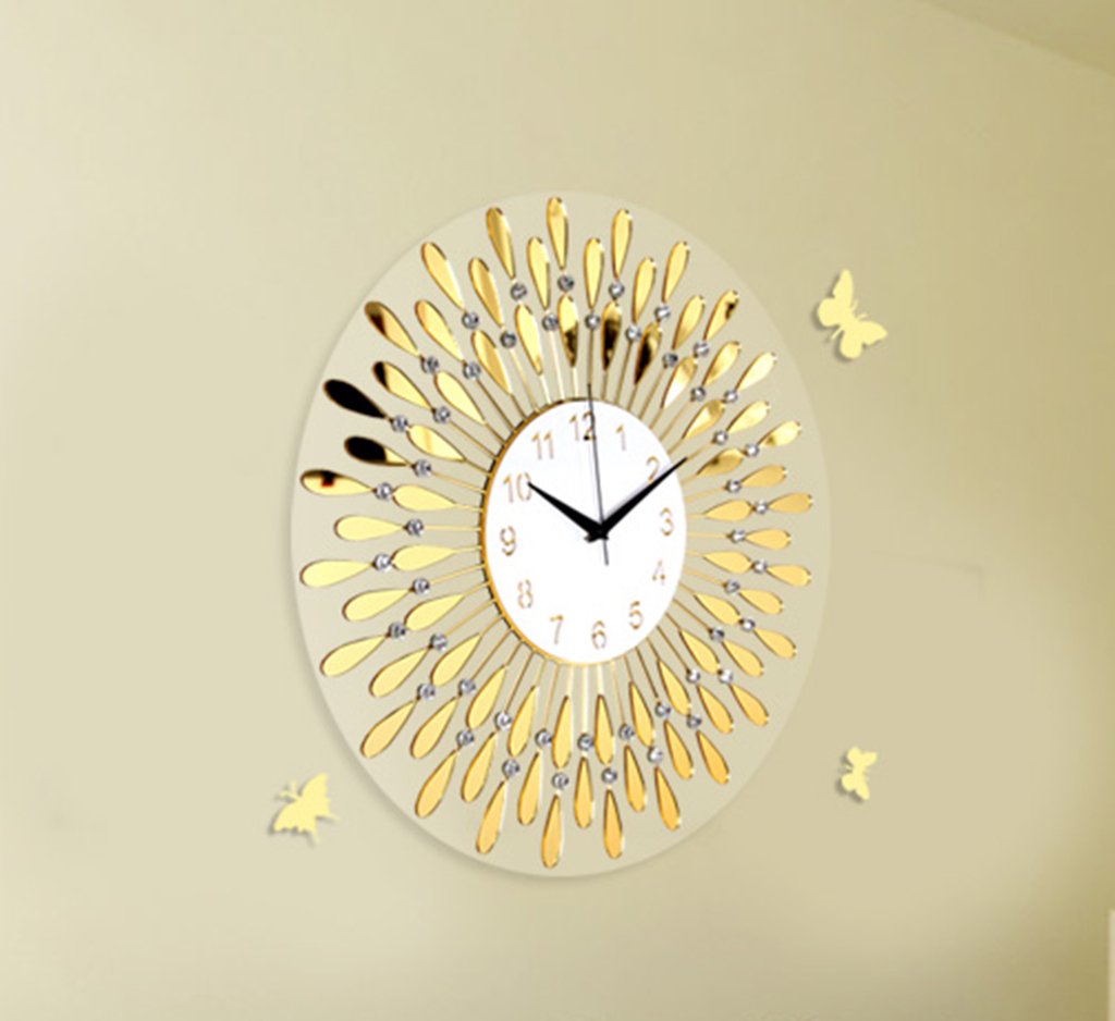 楽天1位 ノルディックシンプルな壁時計 Natoodアクリルミュートdiyの壁時計クリスタルダイヤモンドホームデコレーション 黒 58 58cm 電池なしの居間の壁時計 Gold B07cvqk2zp Gold Gold Vasleague Com