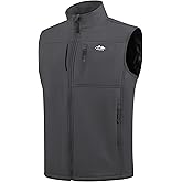 WULFUL Men's Windproof Lightweight Golf Vest Outerwear with Pockets Softshell Sleeveless Jacket for Running Hiking Sports
