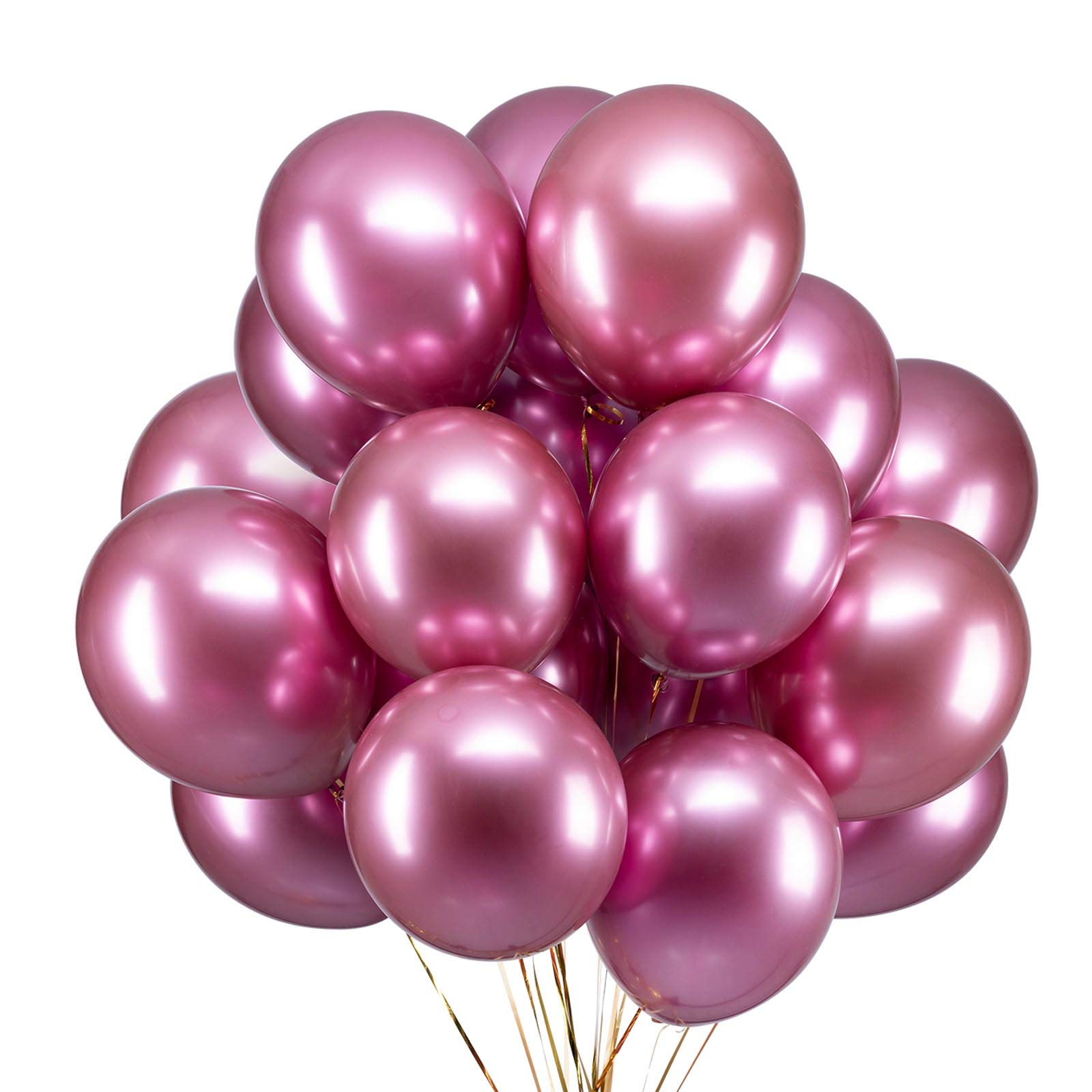 GAKA FAVOR Chrome Metallic Pink Balloons - 50 Pcs, 12inch, Helium, Thicken, Shiny, For Weddings, Birthdays, Bachelor, Graduation Parties
