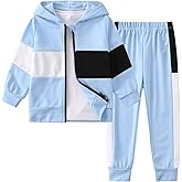 Fdqin Boys Clothes 2 Piece Color Stripes Long Sleeve Zipper Hoodie Top And Sports Pants Fall Winter Set Size 3-12 Years