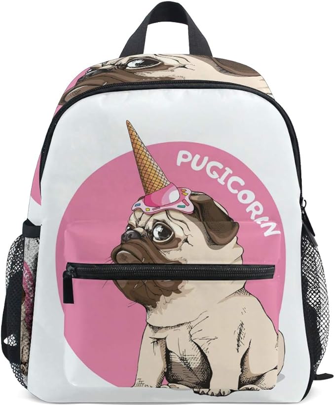 Pug Pugicorn Dog Toddler Backpack School Bag Multi Cute BookBags for
