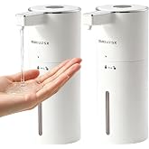 XIUXIUZSX Touchless Automatic Electric Liquid Soap Dispenser 2 Pack | Rechargeable Wall &amp; Countertop Mount Waterproof Sensor Liquid Hand Soap Dispenser for Kitchen Sink Bathroom