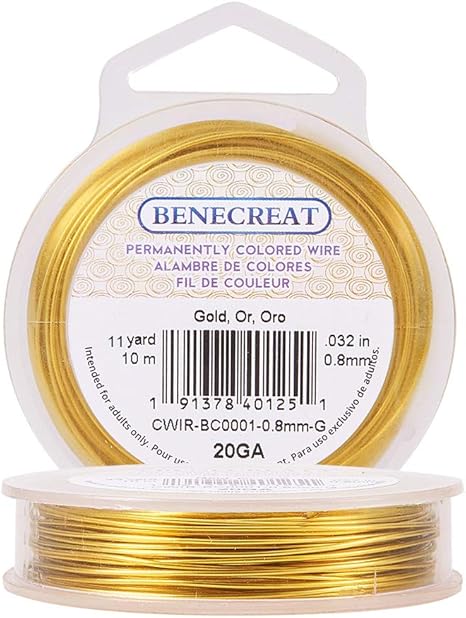 Amazon Co Jp Benecreat 10m 巻き 線径0 8 アクセサリーワイヤー アートワイヤー 光沢 変色防止カッパーワイヤー クラフト銅線 ジュエリー作り 手芸素材 手作り ゴールド ホビー