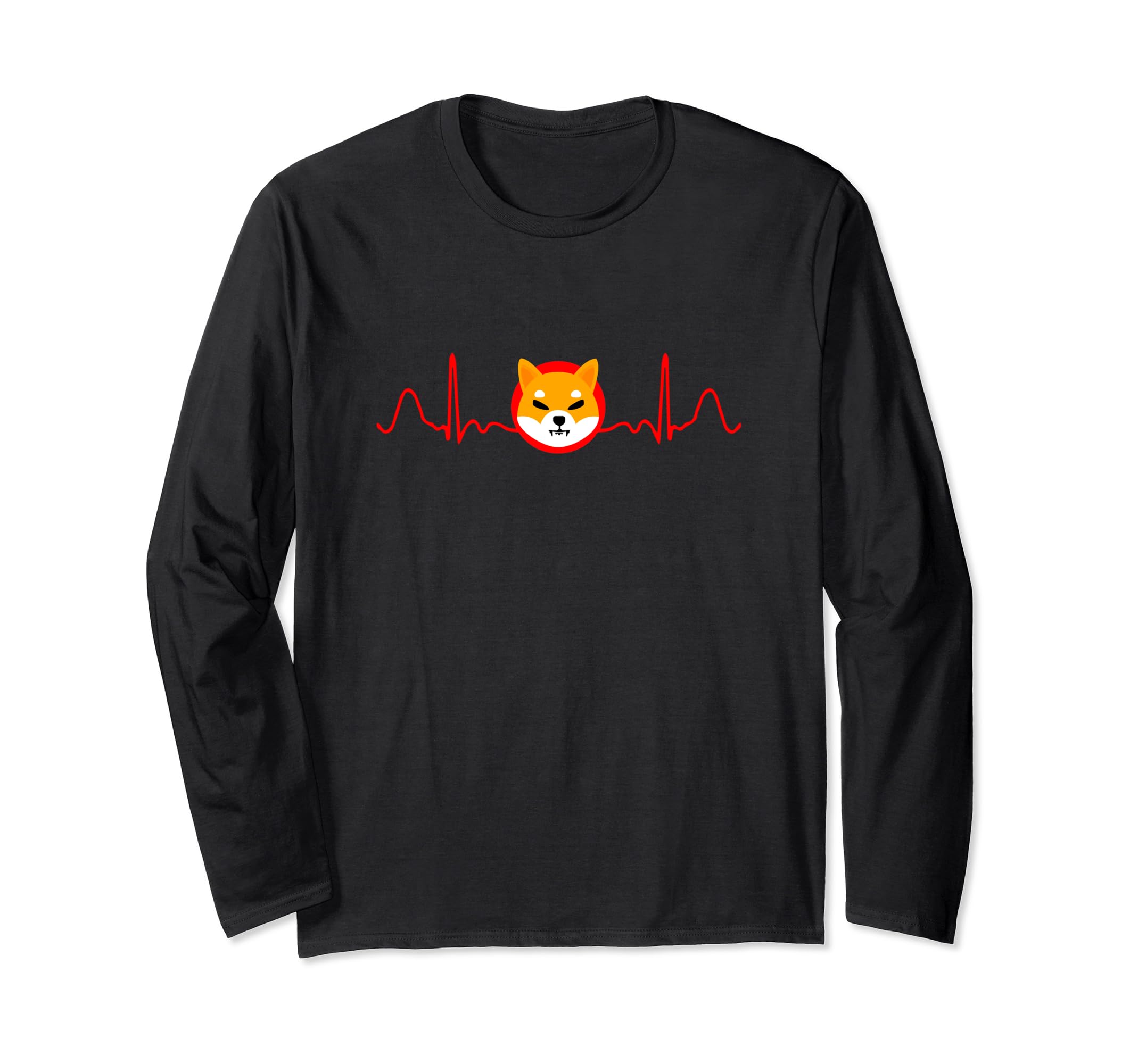 Shiba Inu Heartbeat Lifeline Shib Coin Blockchain Hodler Long Sleeve T-Shirt