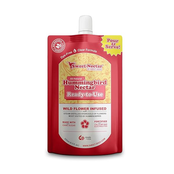 SWEET-SEED HUMMINGBIRD NECTAR, (8.5 OZ) – READY TO USE, MADE IN THE USA | EXTENDS THE LIFE OF NECTAR FOR HUMMINGBIRD FEEDERS – THE ULTIMATE HUMMINGBIRD FOOD