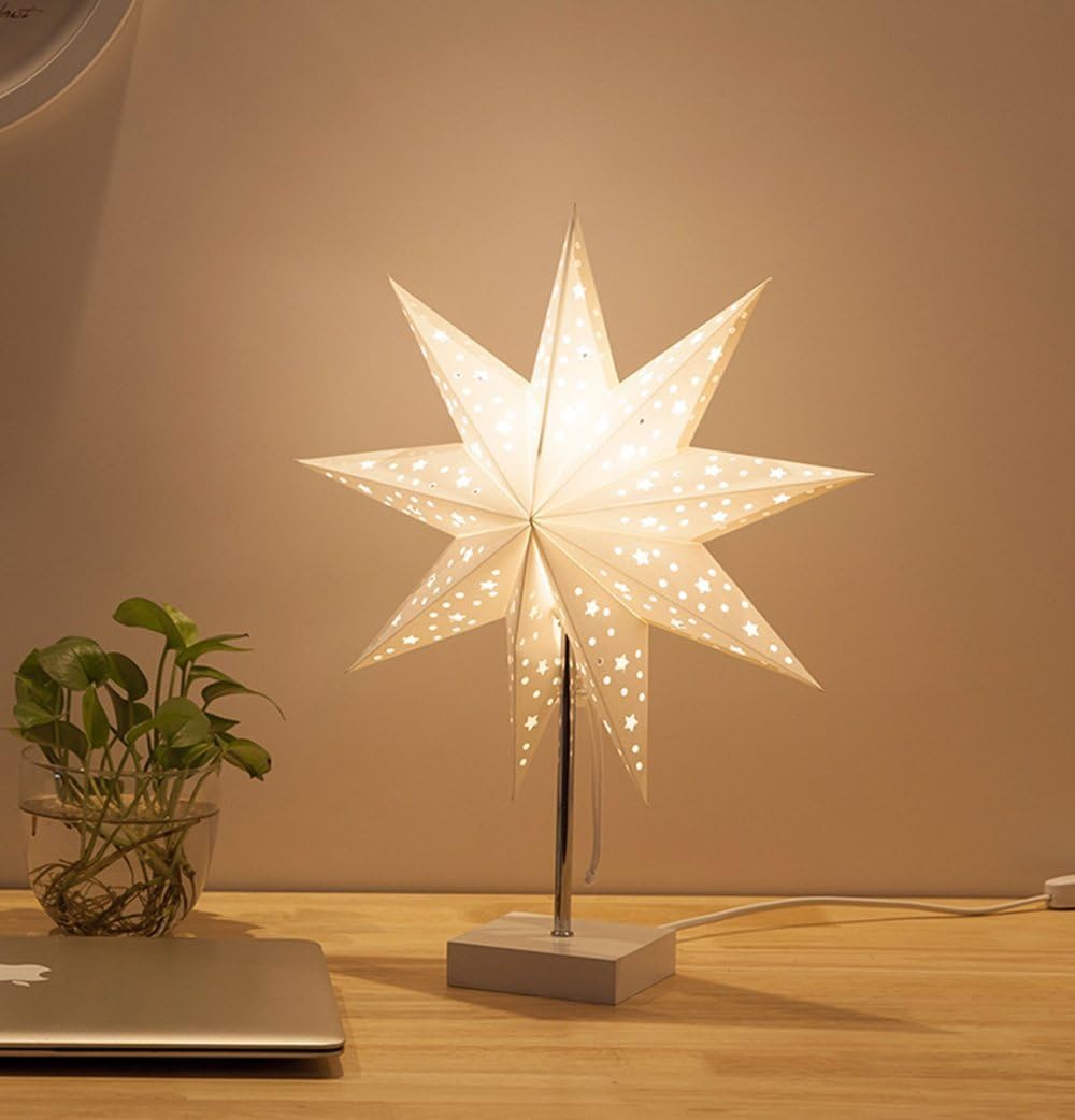 Led Desk Lamp Table Light Paper Star Wood Lamp, Dayup Nordic Design of
