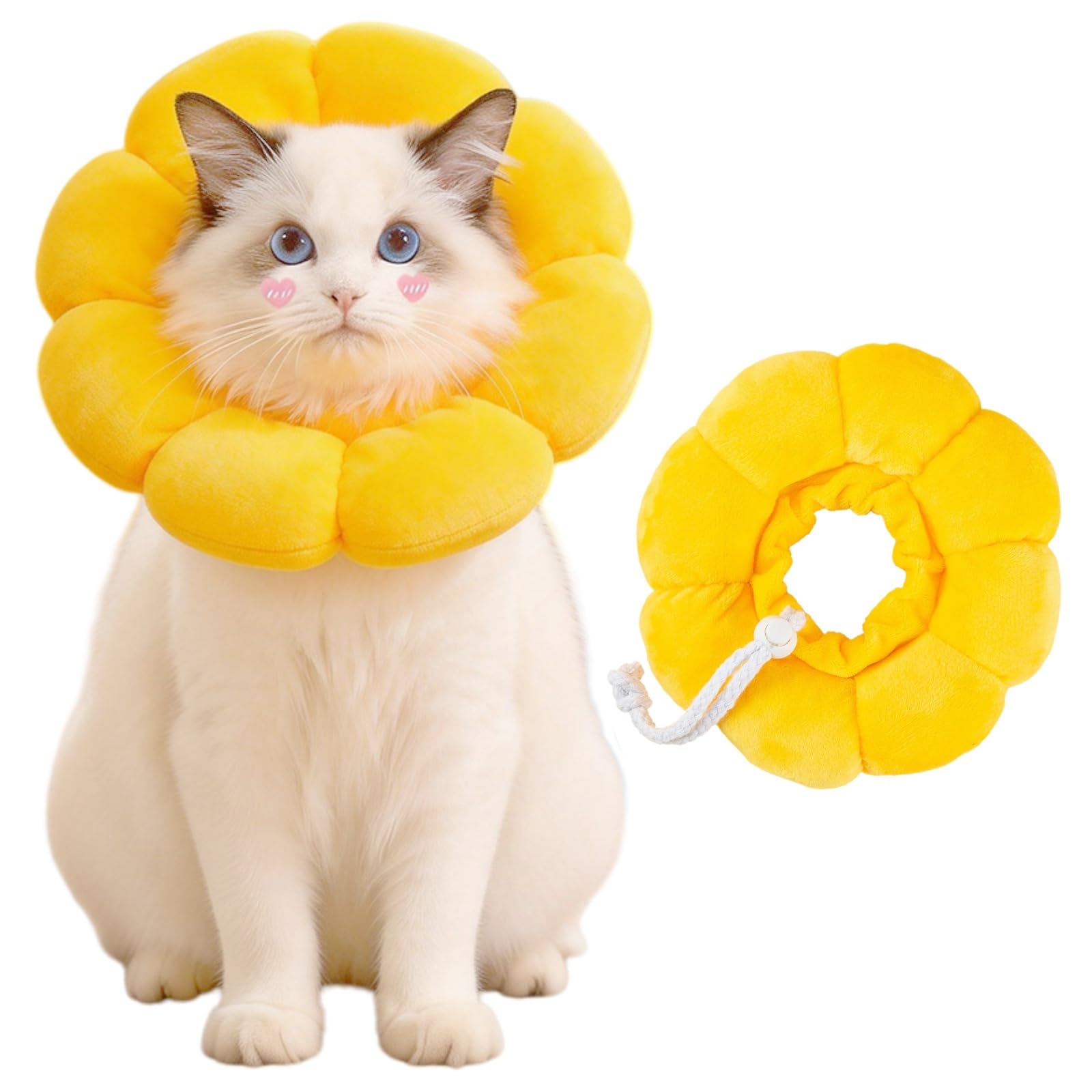 MHwan Cat Cone Collar Soft, Breathable Suede Pure Cotton Cat Cones to stop licking, Non-Staining Micro-Waterproof Cat Donut Collar, Cute Flowers Anti-Licking Soft Cat Recovery Collar